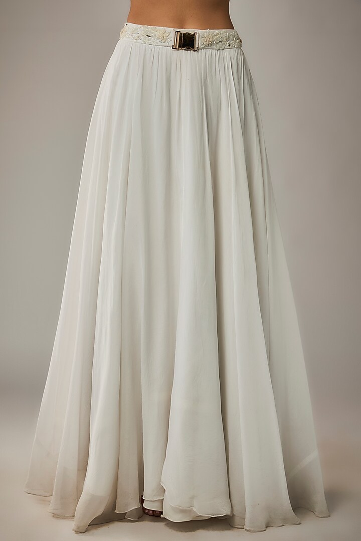 Ivory Organza Hand Embellished Wedding Lehenga Set by MARGI at Pernia's Pop Up Shop