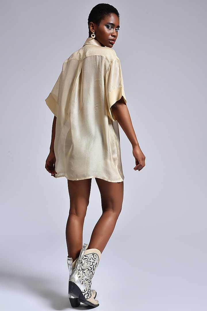 Beige Sequins Hand Embellished Shirt by Marichi at Pernia's Pop Up Shop