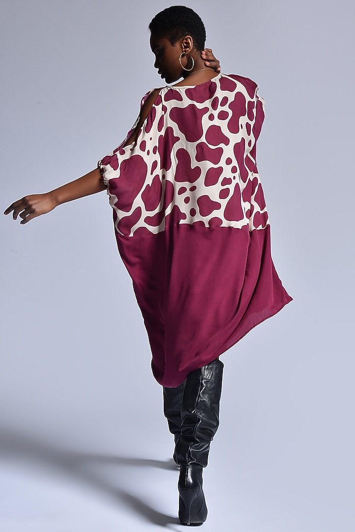 Chalk & Burgundy Color Blocked Kaftan Dress by Marichi at Pernia's Pop Up Shop
