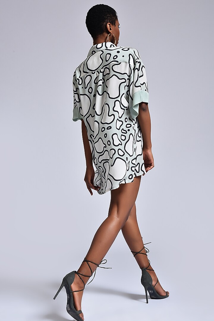 Aqua Blue & White Color Blocked Shirt by Marichi at Pernia's Pop Up Shop
