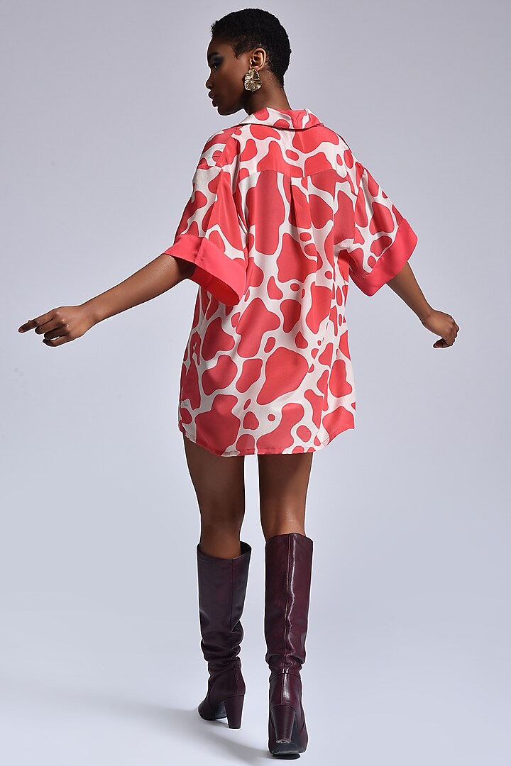 Chalk & Coral Silk Crepe Shirt by Marichi at Pernia's Pop Up Shop