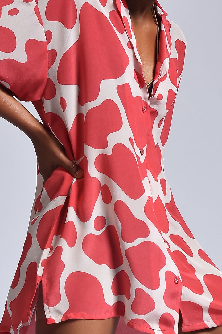 Chalk & Coral Silk Crepe Shirt by Marichi at Pernia's Pop Up Shop