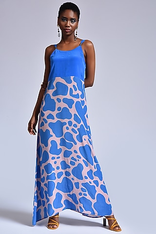 Dusty Pink & Fresh Blue Slip Dress by Marichi