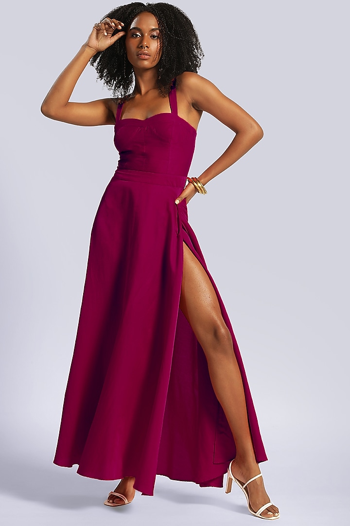 Purple Front Slit Corset Gown by Marichi at Pernia's Pop Up Shop