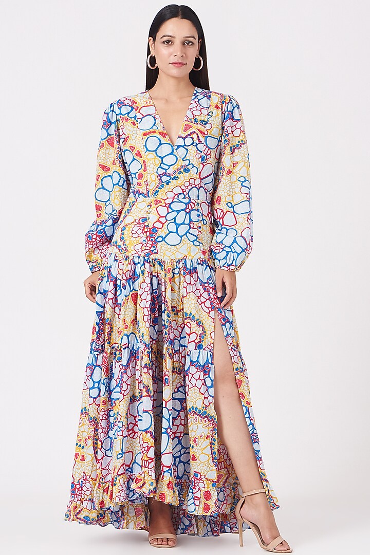 Multi Colored Cotton Cocktail Dress by Marichi at Pernia's Pop Up Shop