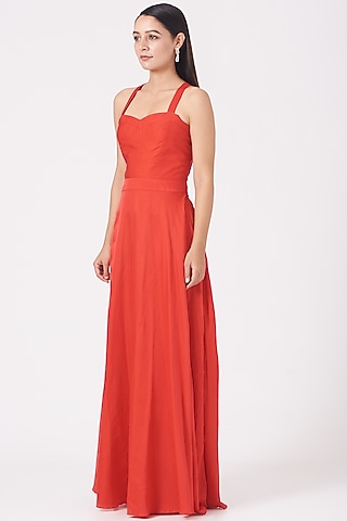 Rust Corset Gown by Marichi