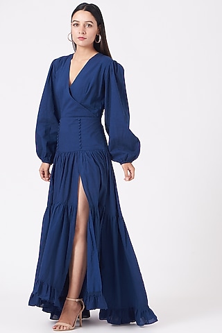 Cobalt Blue Cotton Dress by Marichi