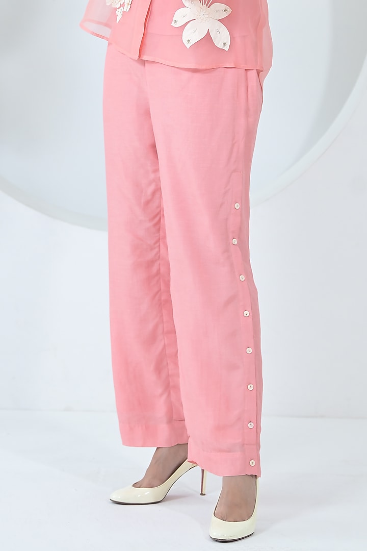 Blush Pink Organza & Linen Co-Ord Set by Ruchika and Mallika Pretwear at Pernia's Pop Up Shop