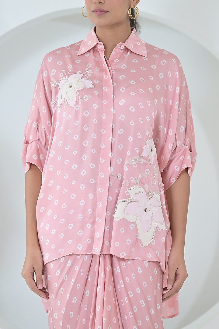 Powder Pink Modal Satin Skirt Set by Ruchika and Mallika Pretwear at Pernia's Pop Up Shop