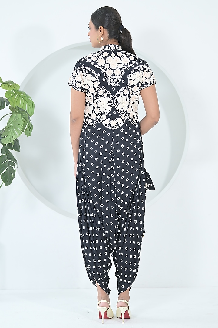 Black & White Modal Satin Printed Jumpsuit by Ruchika and Mallika Pretwear at Pernia's Pop Up Shop