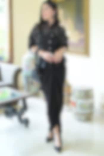Black Organza Skirt Set by Ruchika and Mallika Pretwear at Pernia's Pop Up Shop