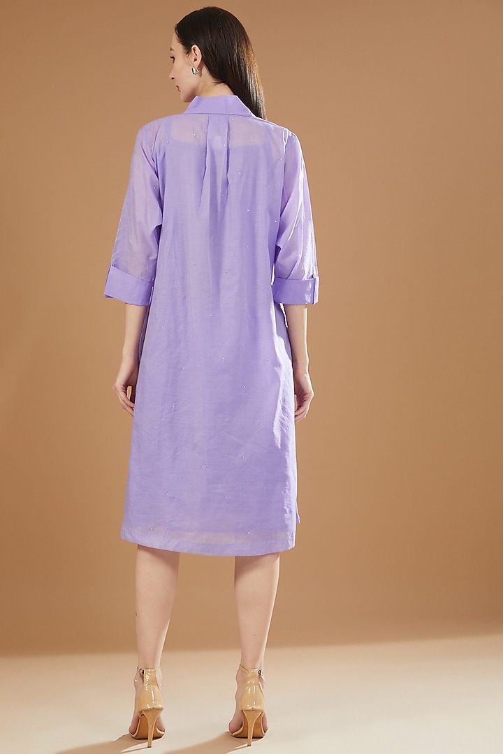 Purple Chanderi Cotton Jacket Summer Dress by SAMAK BY MARZIAMEHDI at Pernia's Pop Up Shop
