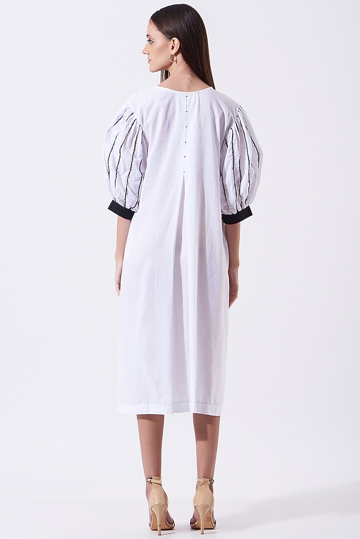 White Printed Angrakha Summer Dress by SAMAK BY MARZIAMEHDI at Pernia's Pop Up Shop
