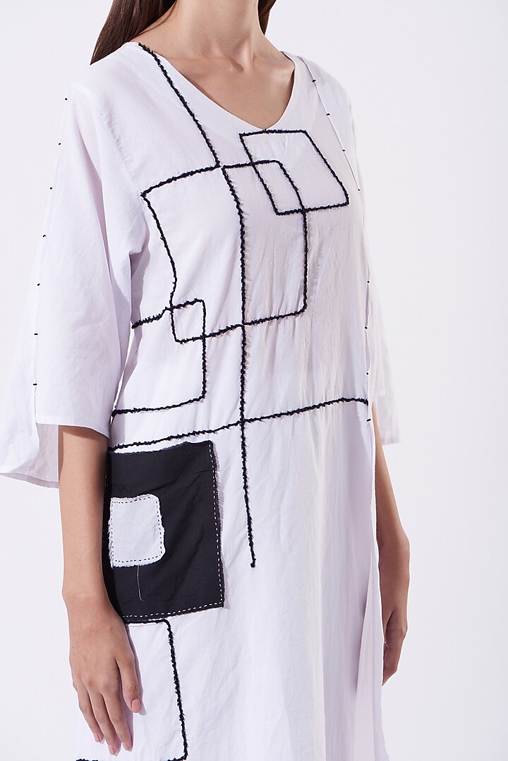 White Embroidered High-Low Kurta Set by SAMAK BY MARZIAMEHDI at Pernia's Pop Up Shop