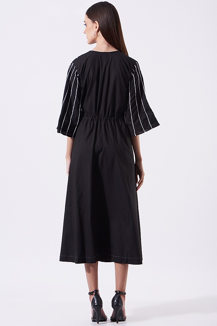 Black Embroidered Wrap Tunic Summer Dress by SAMAK BY MARZIAMEHDI at Pernia's Pop Up Shop