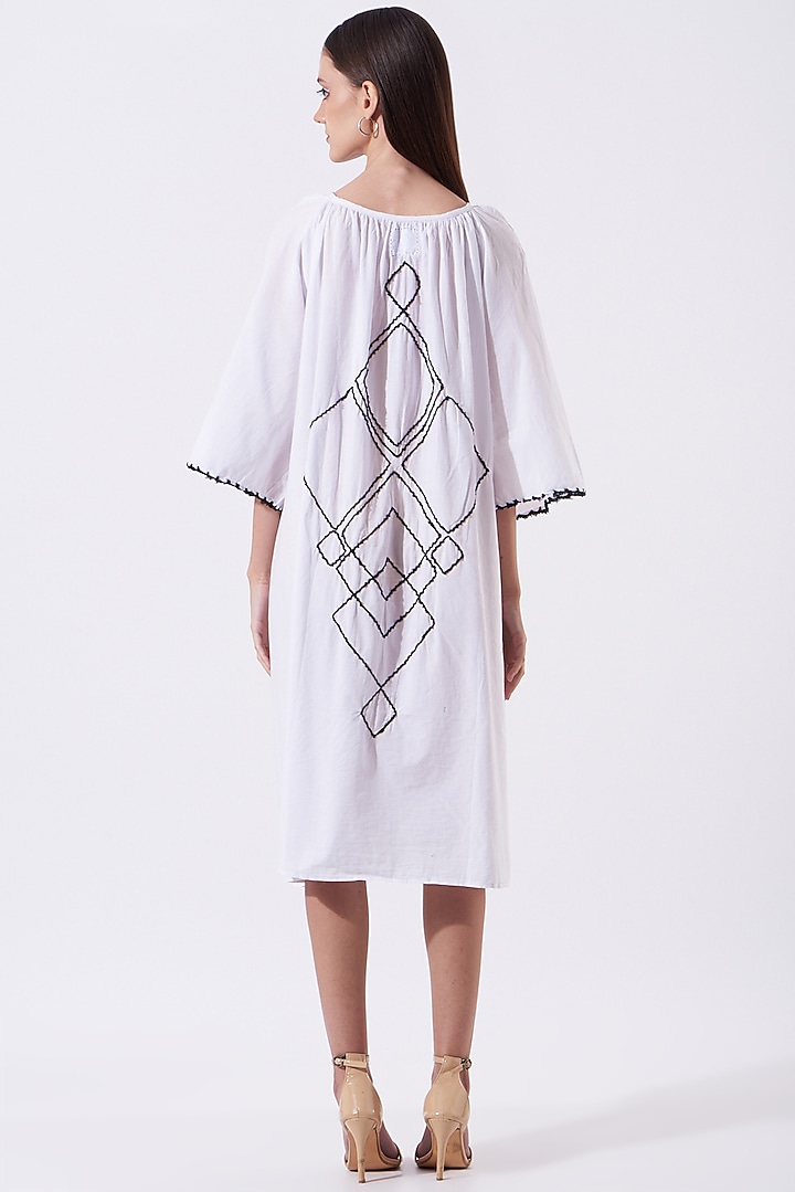 White Embroidered Tunic Summer Dress by SAMAK BY MARZIAMEHDI at Pernia's Pop Up Shop