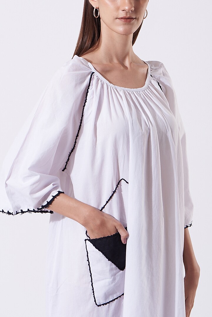 White Embroidered Tunic Summer Dress by SAMAK BY MARZIAMEHDI at Pernia's Pop Up Shop