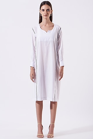 White Cotton Oversized Tunic by SAMAK BY MARZIAMEHDI