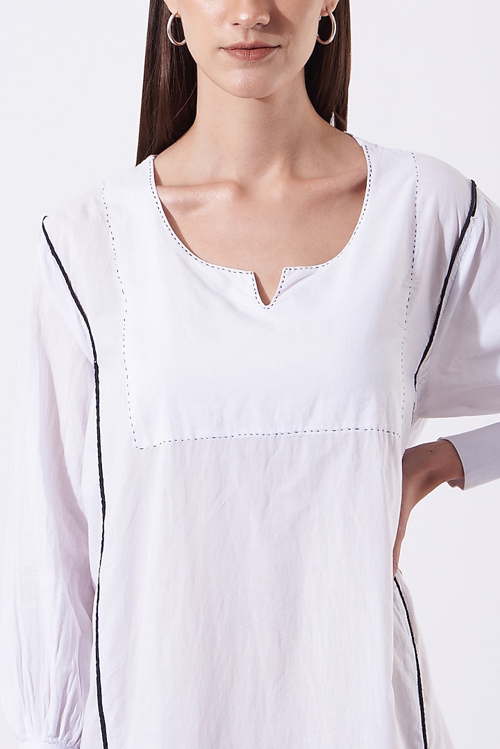 White Cotton Oversized Tunic by SAMAK BY MARZIAMEHDI at Pernia's Pop Up Shop