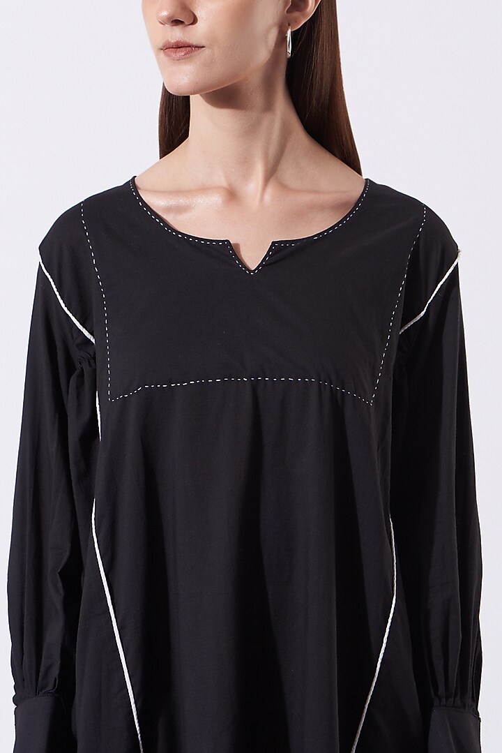Black Cotton Oversized Tunic by SAMAK BY MARZIAMEHDI at Pernia's Pop Up Shop