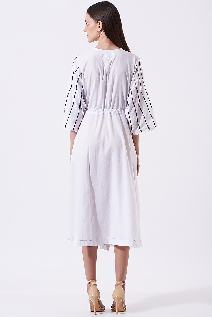 White Printed Wrap-Round Angrakha Summer Dress by SAMAK BY MARZIAMEHDI at Pernia's Pop Up Shop