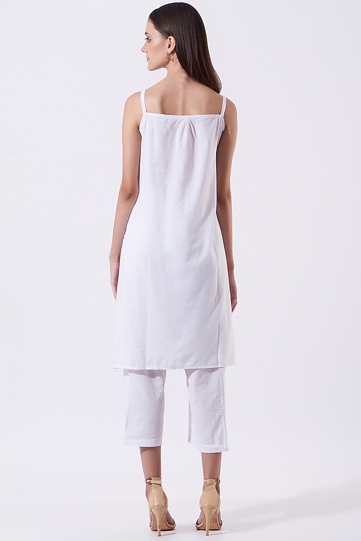 White Hand Embroidered Pant Set by SAMAK BY MARZIAMEHDI at Pernia's Pop Up Shop