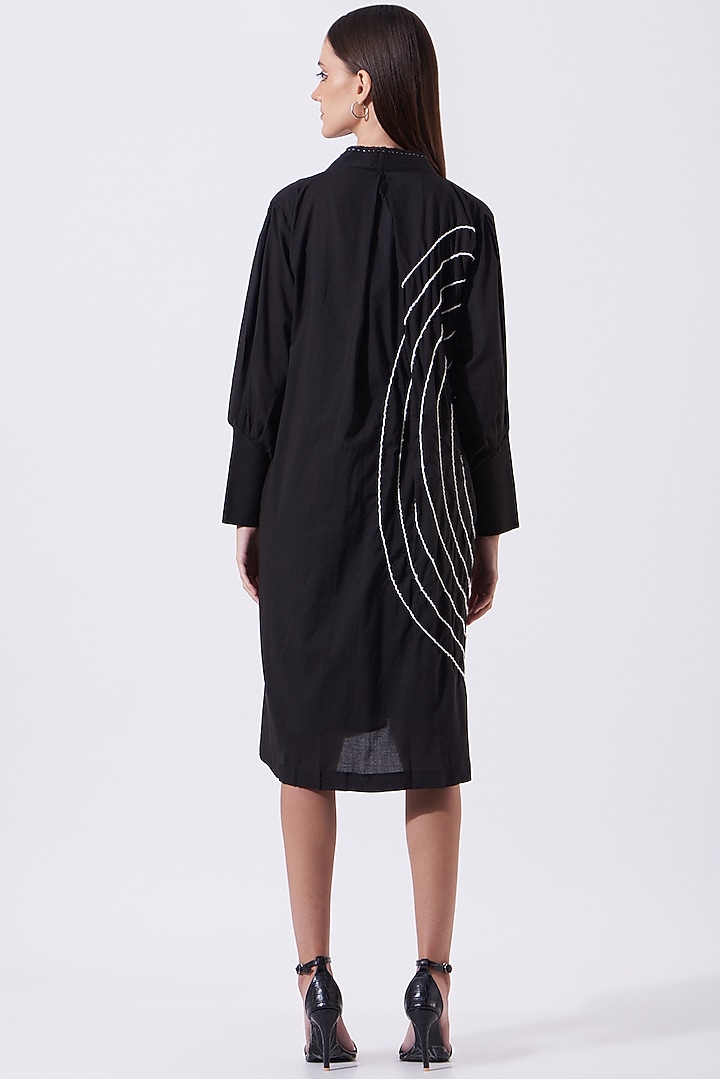 Black Embroidered Slip Summer Dress With Overlay by SAMAK BY MARZIAMEHDI at Pernia's Pop Up Shop