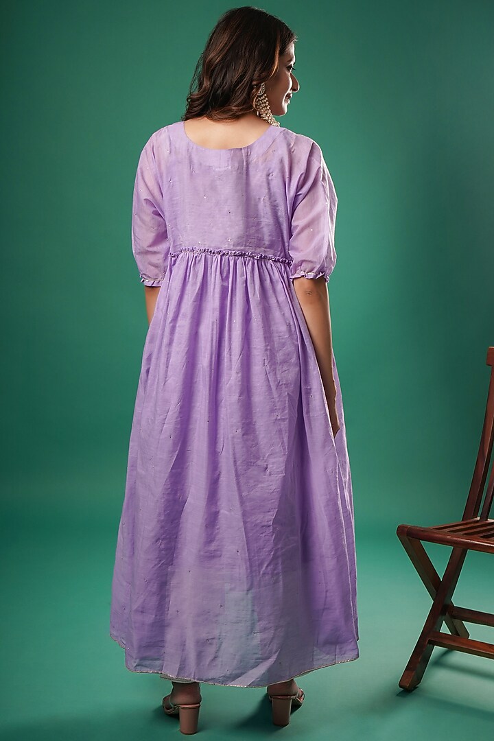Purple Chanderi Cotton Anarkali Set by SAMAK BY MARZIAMEHDI at Pernia's Pop Up Shop