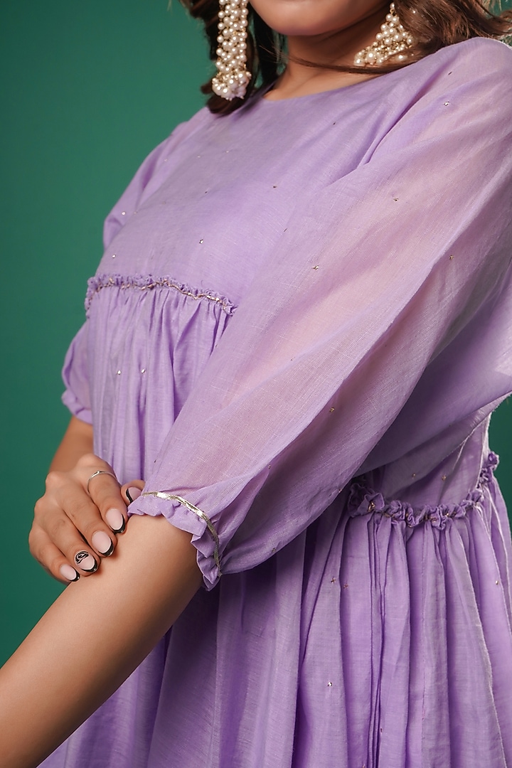 Purple Chanderi Cotton Anarkali Set by SAMAK BY MARZIAMEHDI at Pernia's Pop Up Shop