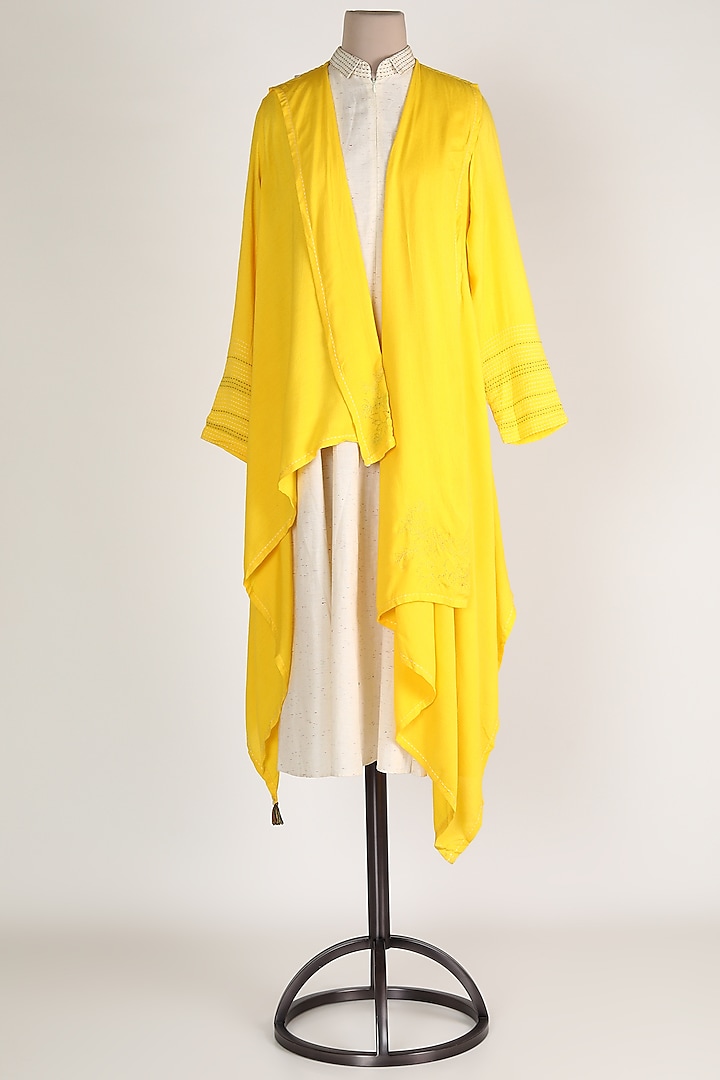 Yellow & White Jacket Set by Mayank Anand & Shraddha Nigam