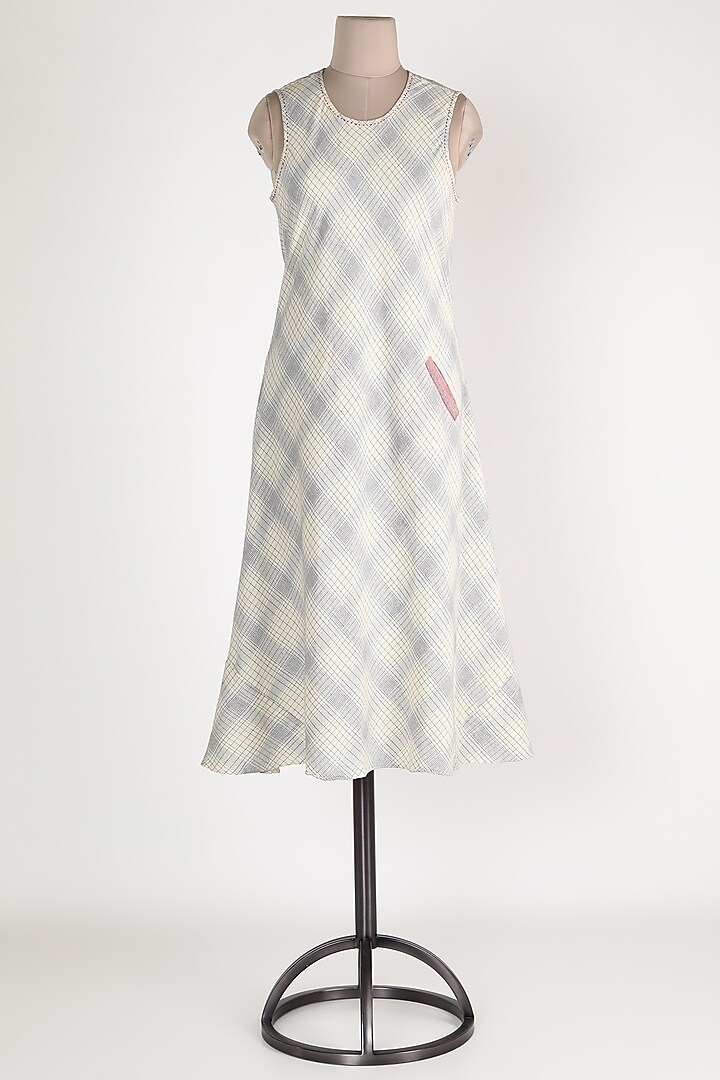 Blue Sleeveless Bias Summer Dress by Mayank Anand & Shraddha Nigam at Pernia's Pop Up Shop