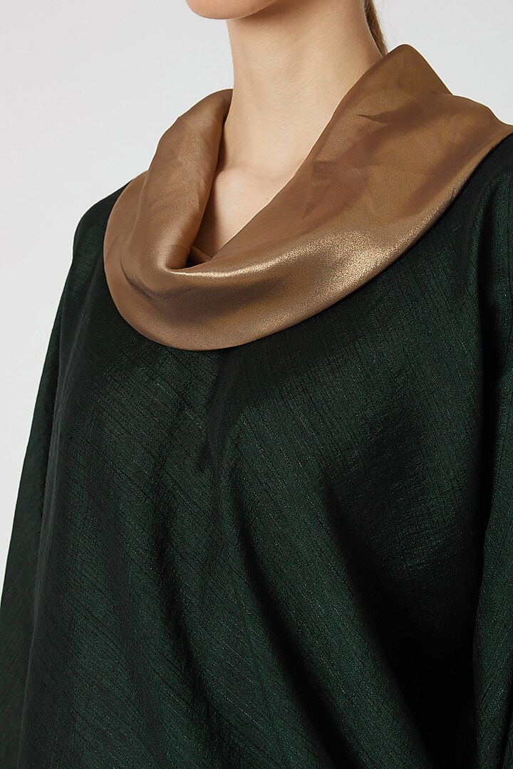 Bottle Green Draped Top by Mayank Anand & Shraddha Nigam at Pernia's Pop Up Shop