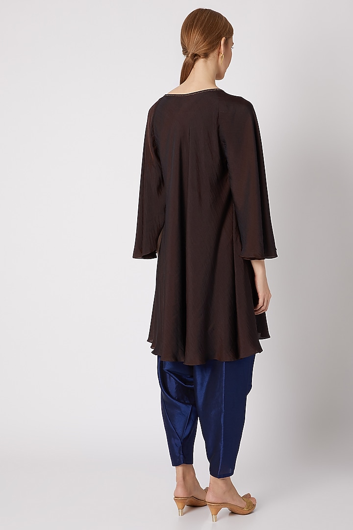 Dark Brown Raglan Sleeved Top With Pants by Mayank Anand & Shraddha Nigam at Pernia's Pop Up Shop