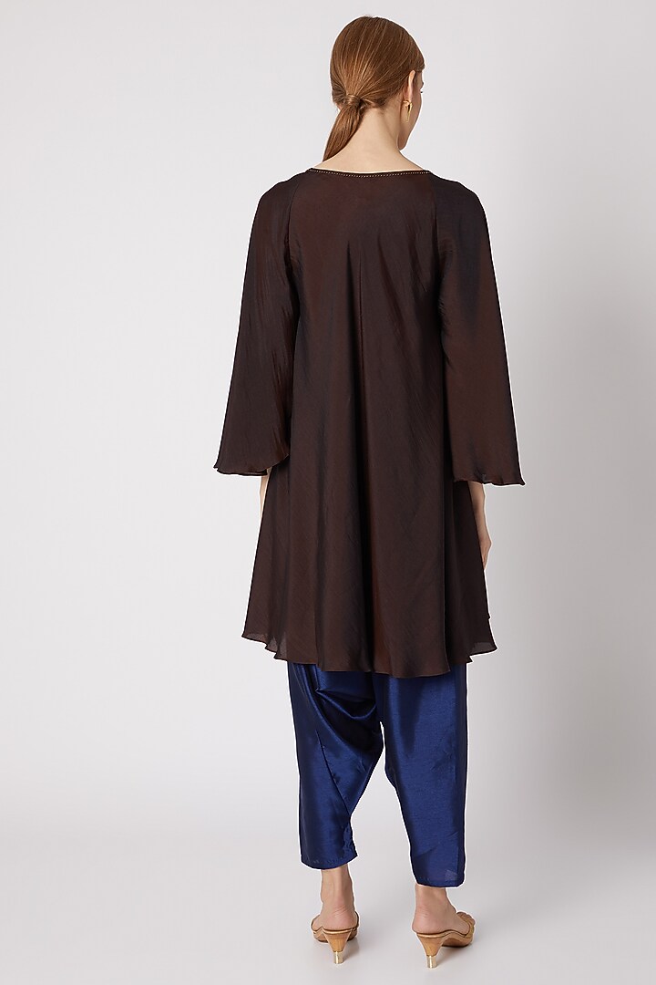 Dark Brown Raglan Sleeved Top by Mayank Anand & Shraddha Nigam at Pernia's Pop Up Shop