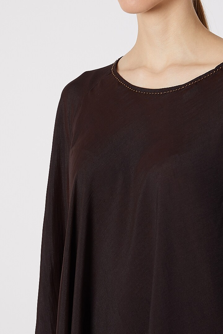Dark Brown Raglan Sleeved Top by Mayank Anand & Shraddha Nigam at Pernia's Pop Up Shop