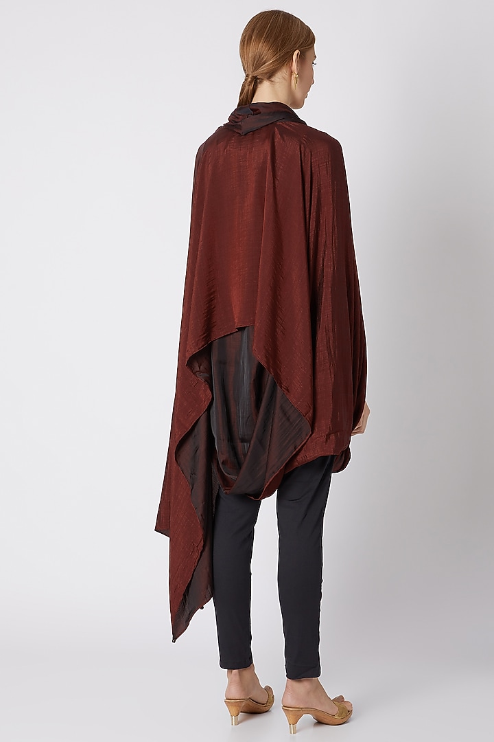 Maroon Silk Draped Top by Mayank Anand & Shraddha Nigam at Pernia's Pop Up Shop