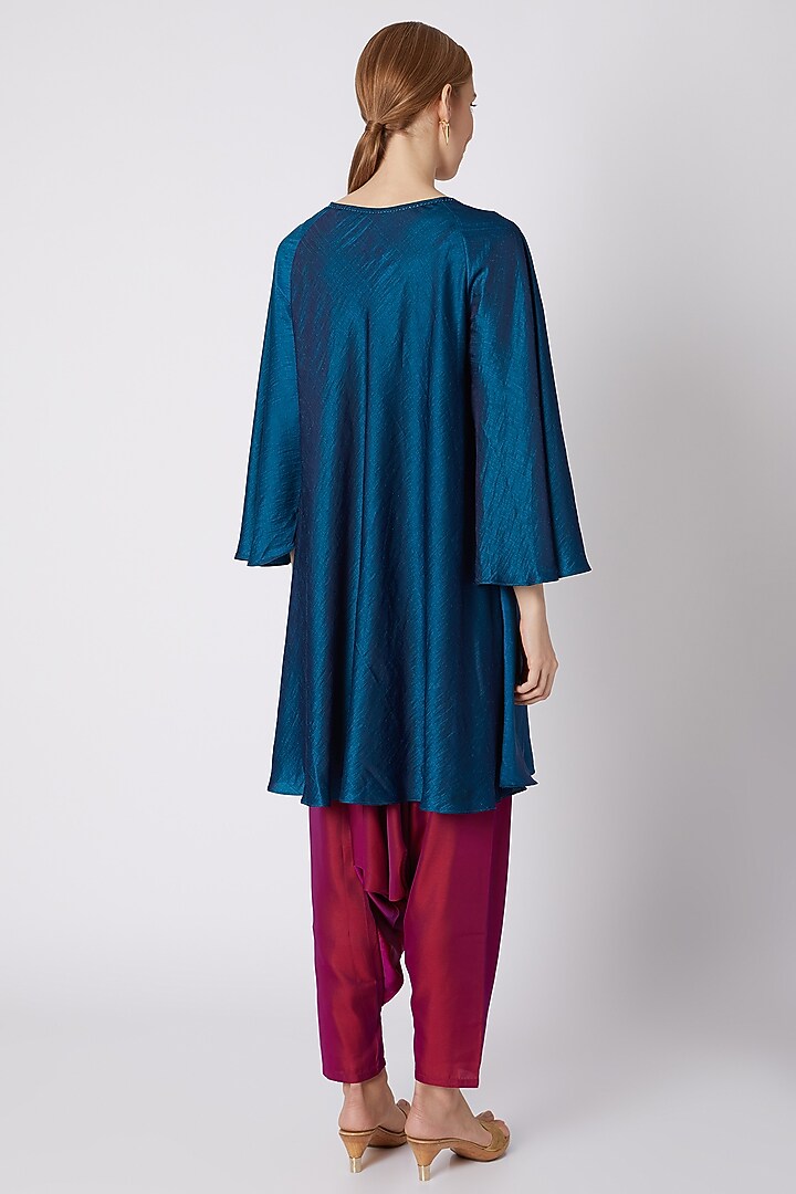 Blue Raglan Sleeved Top With Pants by Mayank Anand & Shraddha Nigam at Pernia's Pop Up Shop