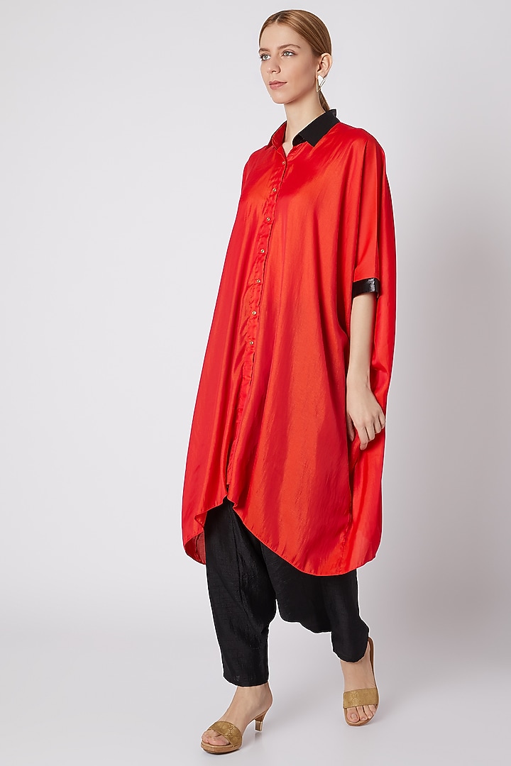 Orange & Black Kaftan Shirt by Mayank Anand & Shraddha Nigam at Pernia's Pop Up Shop