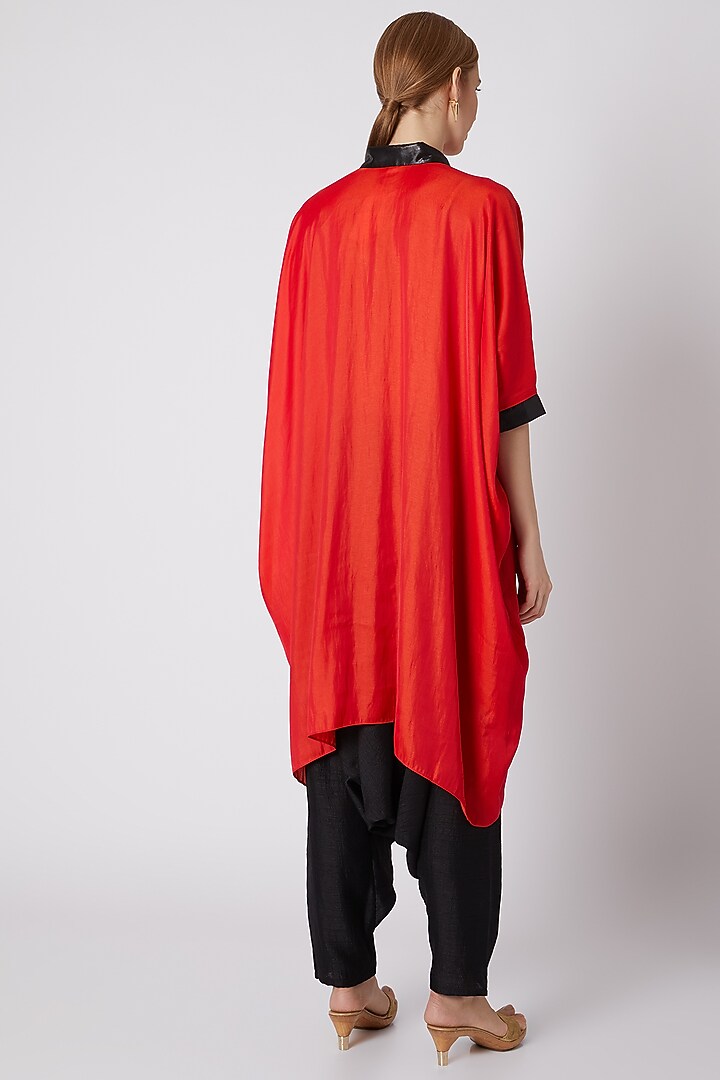 Orange & Black Kaftan Shirt by Mayank Anand & Shraddha Nigam at Pernia's Pop Up Shop