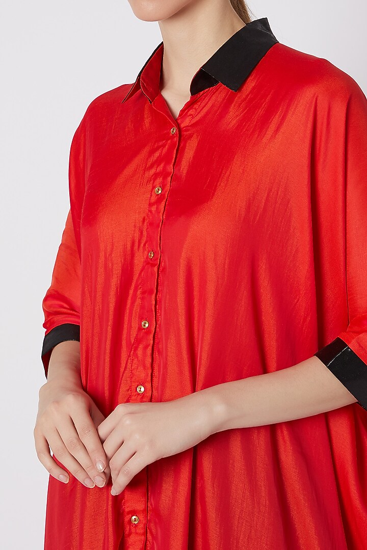 Orange & Black Kaftan Shirt by Mayank Anand & Shraddha Nigam at Pernia's Pop Up Shop