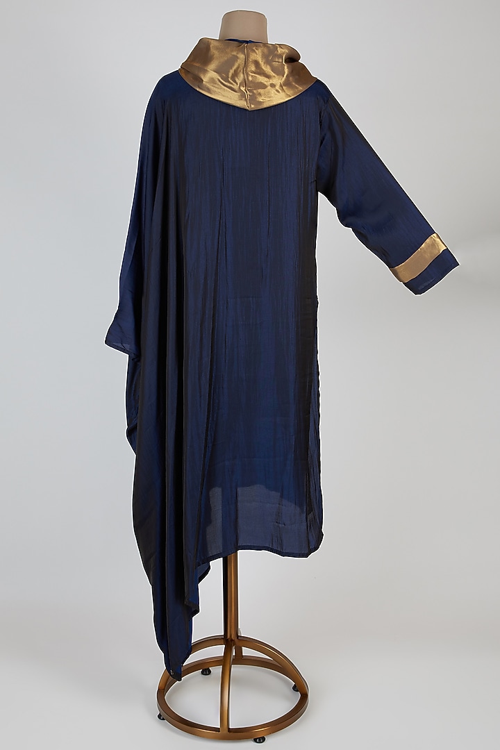 Blue Silk Asymmetric Tunic by Mayank Anand & Shraddha Nigam at Pernia's Pop Up Shop
