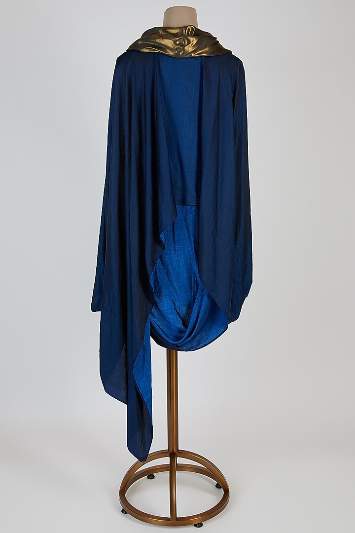 Blue Draped Asymmetric Top by Mayank Anand & Shraddha Nigam at Pernia's Pop Up Shop