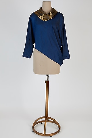 Dark Blue Shaded Cape Top by Mayank Anand & Shraddha Nigam