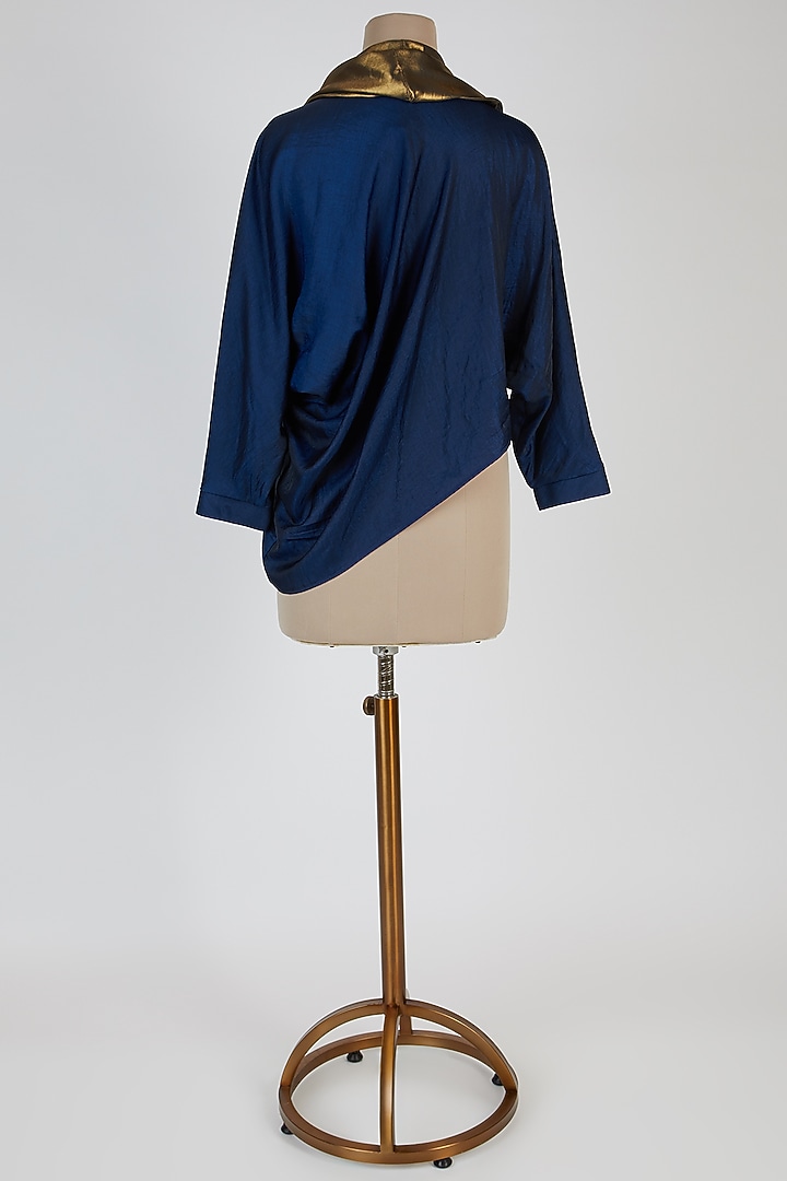 Dark Blue Shaded Cape Top by Mayank Anand & Shraddha Nigam at Pernia's Pop Up Shop