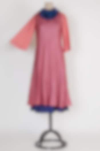 Pink & Blue Layered Dress by Mayank Anand & Shraddha Nigam