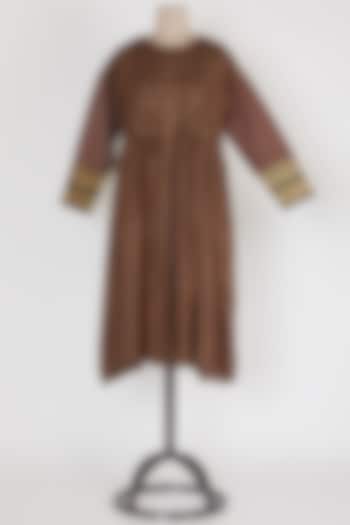 Dark Brown Pleated Dress by Mayank Anand & Shraddha Nigam