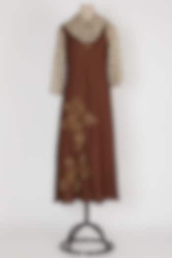 Dark Brown Cowl Dress by Mayank Anand & Shraddha Nigam