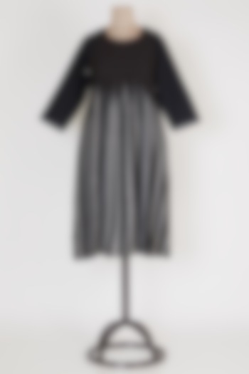 Black Pleated Tack Dress by Mayank Anand & Shraddha Nigam