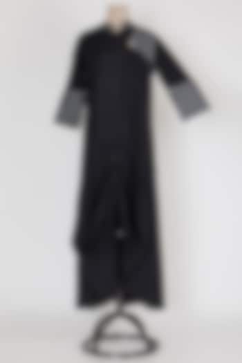 Black Panelled Long Jacket by Mayank Anand & Shraddha Nigam
