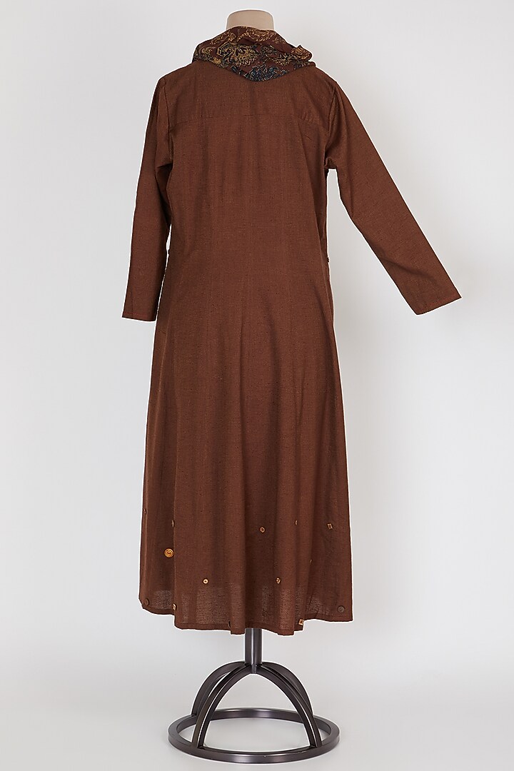 Dark Brown Panelled Tunic by Mayank Anand & Shraddha Nigam at Pernia's Pop Up Shop